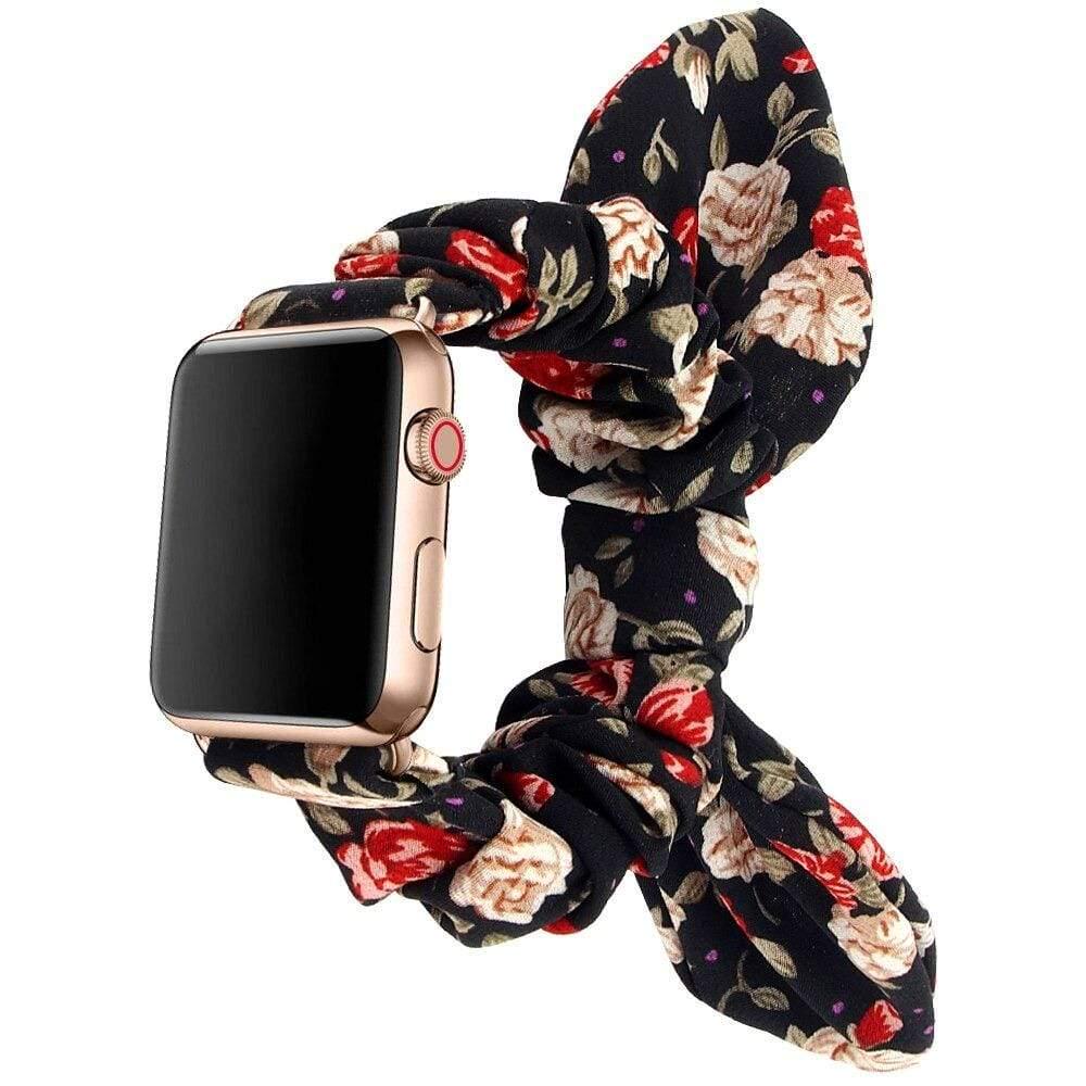 Ремешок для Apple Watch с бантом Нежные розы 42-44 мм + резинка для волос Ремешок для Apple Watch с бантом Нежные розы 42-44 мм + резинка для волос