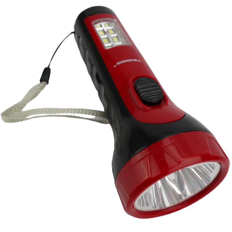 Фонарик ручной светодиодный Tiross TS-1138 аккумуляторный с боковой лампой от розетки (4507319)