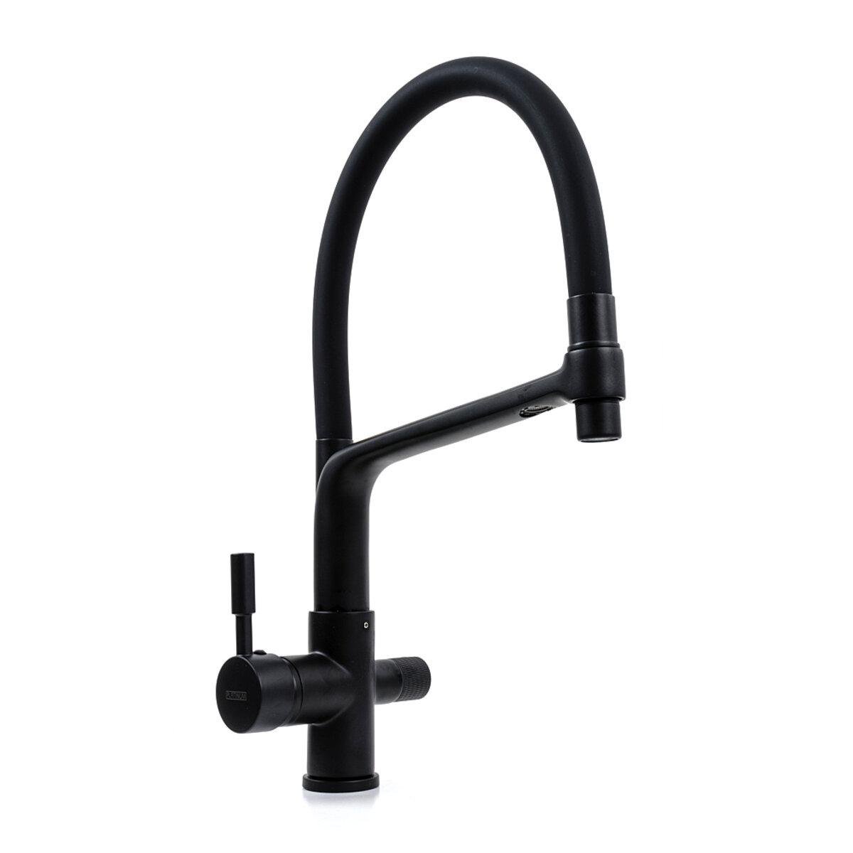 Змішувач кухонний Platinum LN088 під фільтр з висувним виливом Чорний Змішувач кухонний Platinum LN088 під фільтр з висувним виливом Чорний