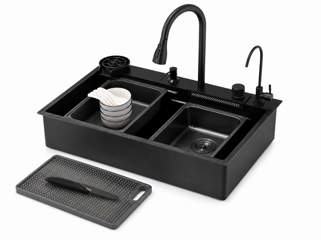 Мойка для кухни водопад Willda 68x46x22 см Nano Black (999467138)