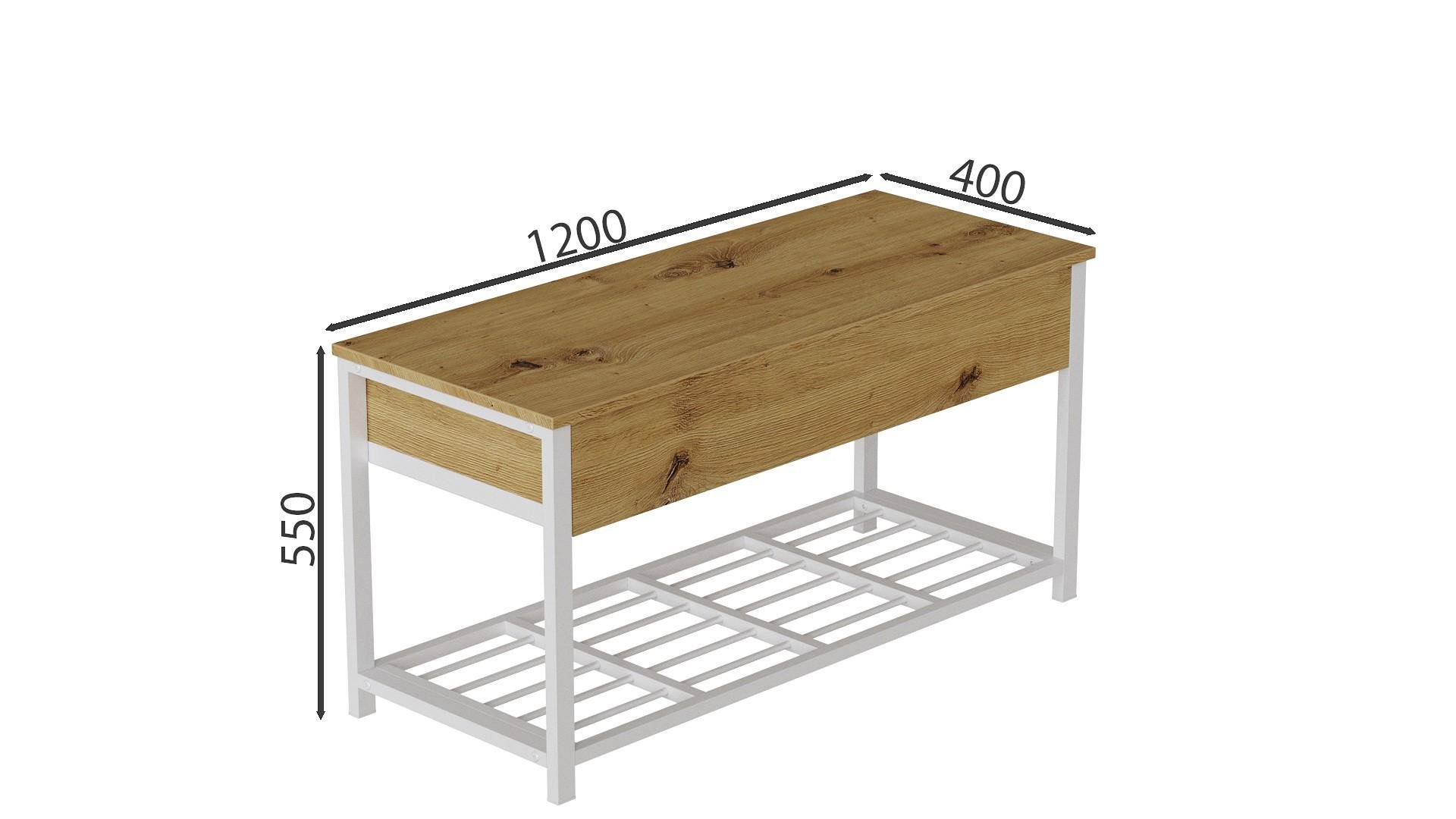 Банкетка з ящиком Ferrum-decor Дрейк 2 метал/ДСП 16 мм 550x1200x400 мм Білий/Дуб Артізан (FRD-103078) - фото 2 Банкетка з ящиком Ferrum-decor Дрейк 2 метал/ДСП 16 мм 550x1200x400 мм Білий/Дуб Артізан (FRD-103078) - фото 2