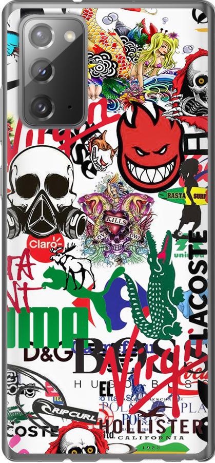 Чехол на Samsung Galaxy Note 20 Many different logos (4022u-2036-42517)