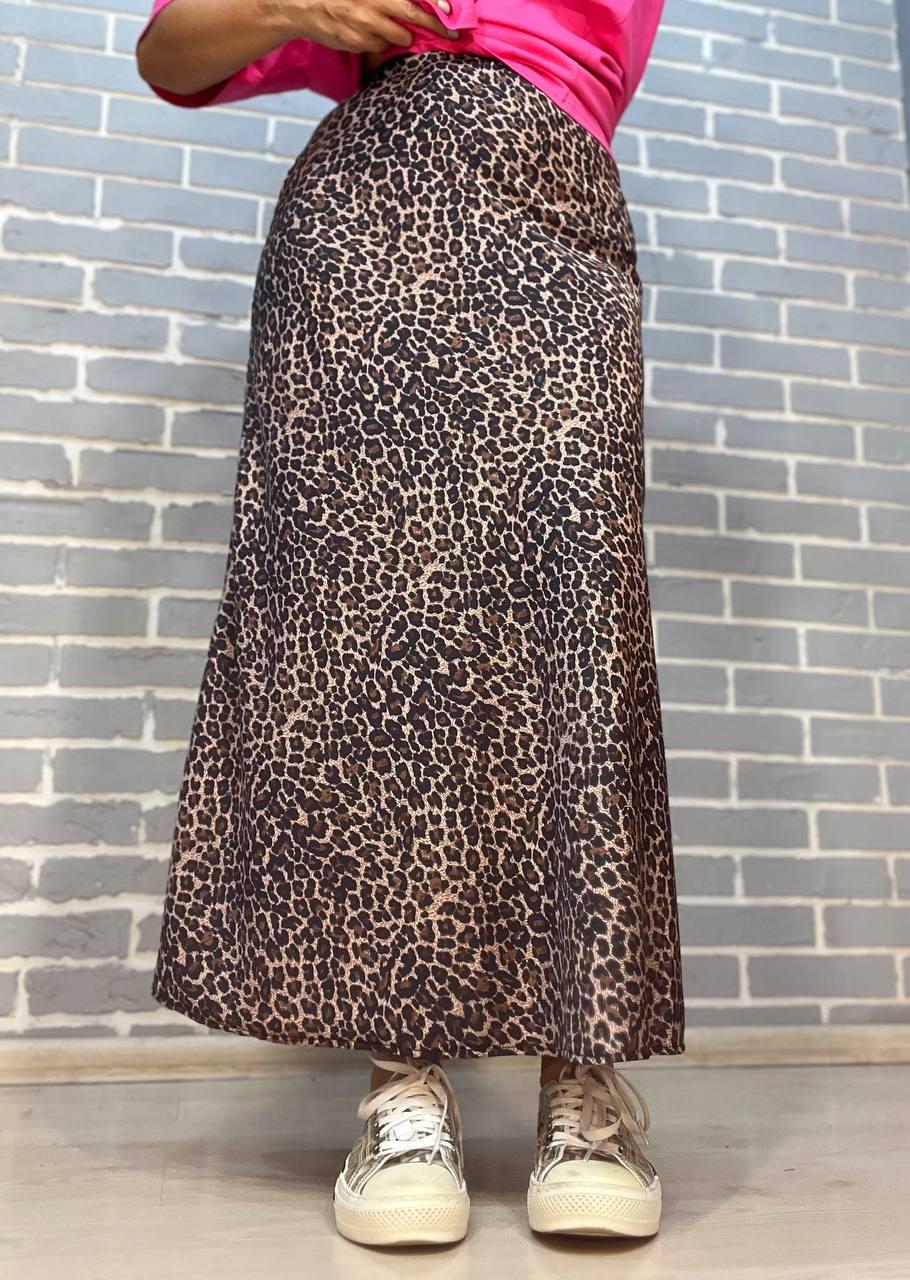 Юбка женская Katrin Family 5517 шелковая пояс резинка длинная L Коричневый (2290)