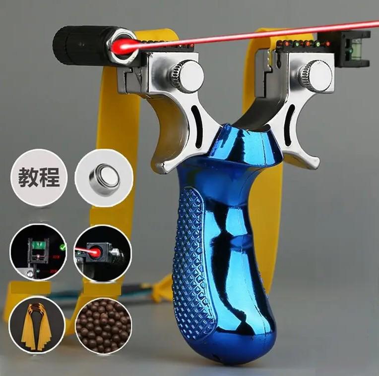 Рогатка мощная спортивная металлическая с лазерным прицелом и керамическими шариками - фото 2 Рогатка мощная спортивная металлическая с лазерным прицелом и керамическими шариками - фото 2