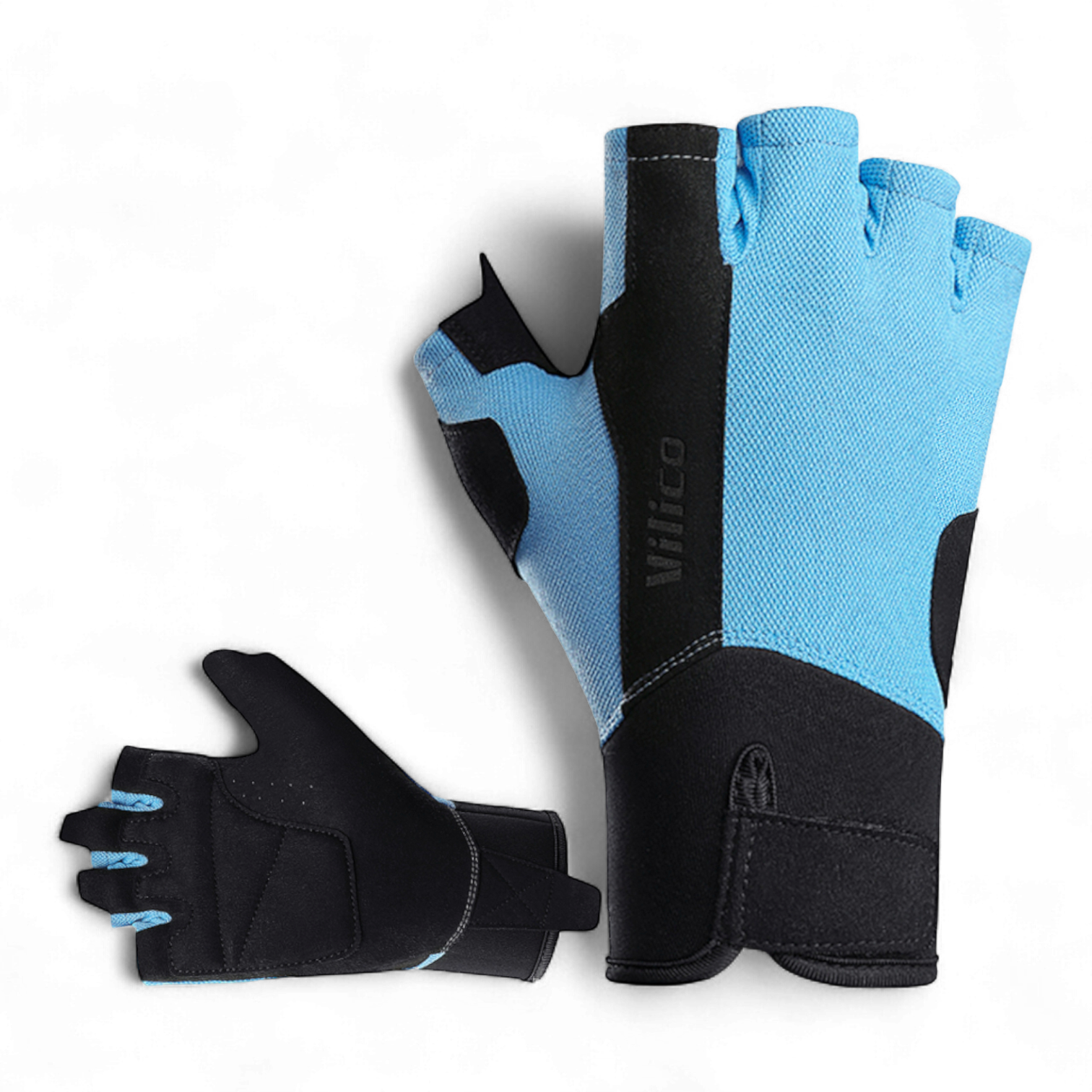 Перчатки для силовых тренировок Univerza дышащие с короткими пальцами Голубой - фото 1 Перчатки для силовых тренировок Univerza дышащие с короткими пальцами Голубой - фото 1