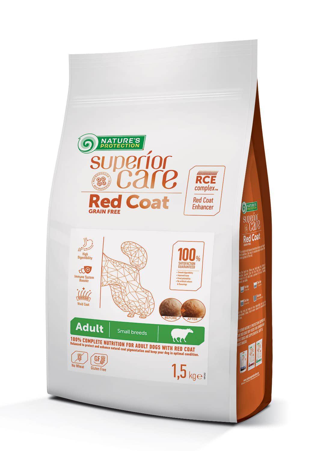 Корм сухий Nature's Protection Superior Care Red Coat Grain Free Small Breeds with Lamb з ягнятком для дорослих собак малих порід з рудим забарвленням вовни 1,5 кг (NPSC47232)