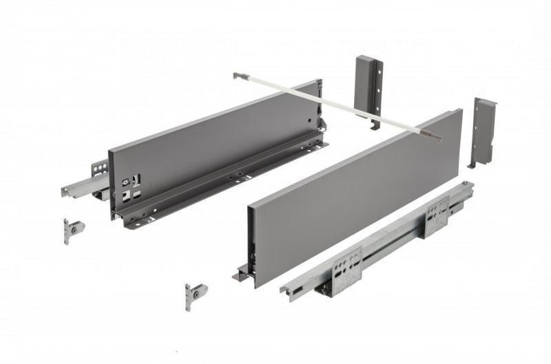 Выдвижная шухляда Axis Pro Push to Open средний-BL 450 мм H 120 мм Графит (PB-AXISPRO-P2O-KPL450B)