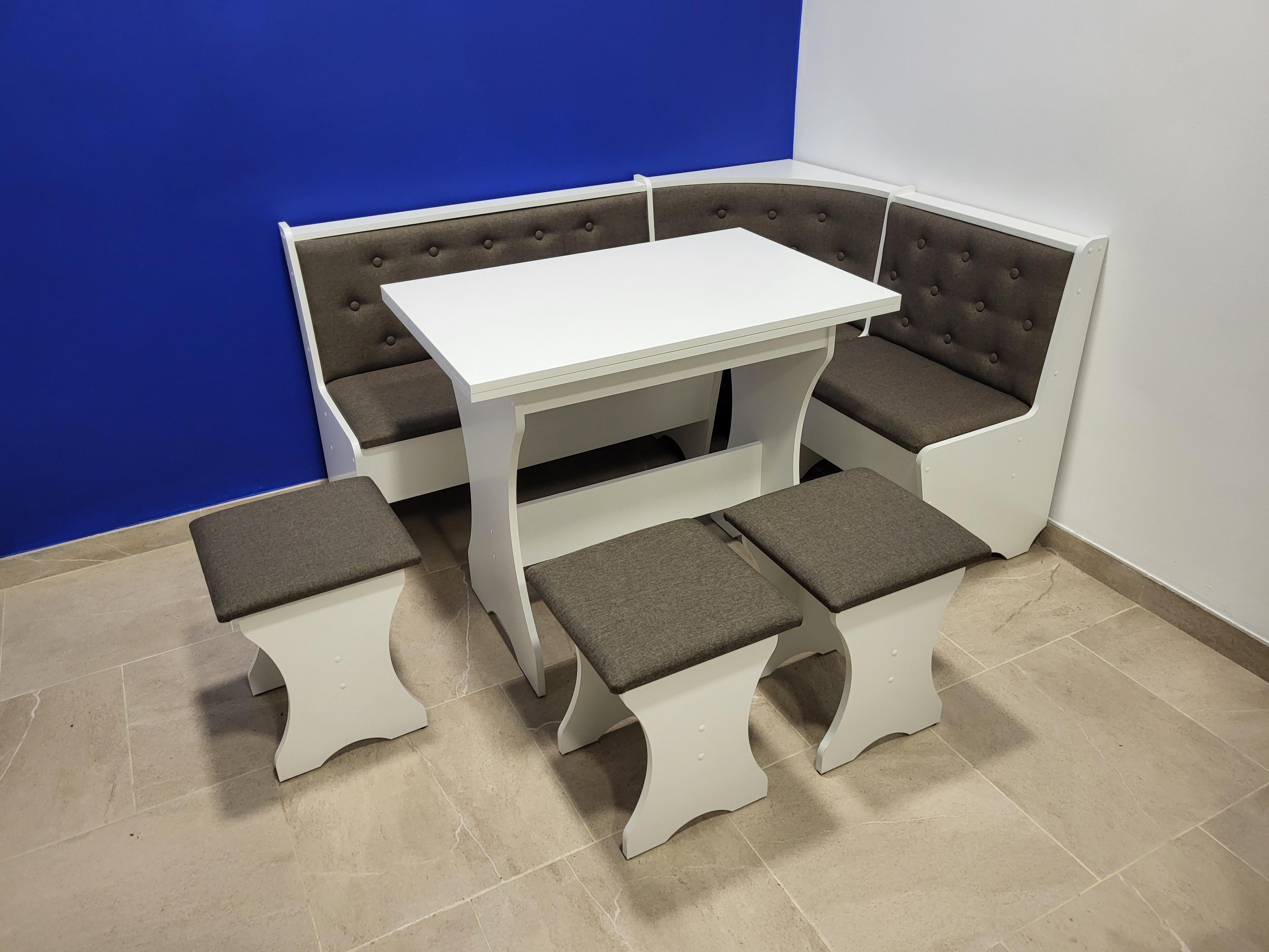 Кухонный уголок Семейный со столом и 3 табуретами 113,5х153,5 см Белый/Дорандо (KSTTT-B-D)