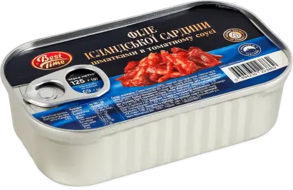 Філе Ісландської сардини шматками в томатному соусі Best Time 125 г (13353138)