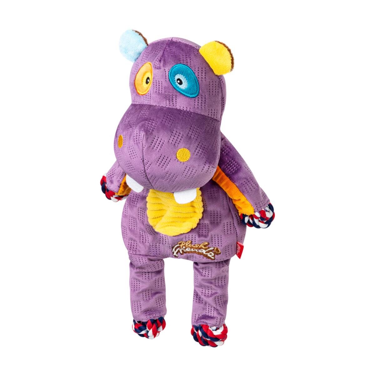Игрушка для собак GiGwi Plush Friendz Бегемот с веревкой/пищалкой 34 см (25881184)