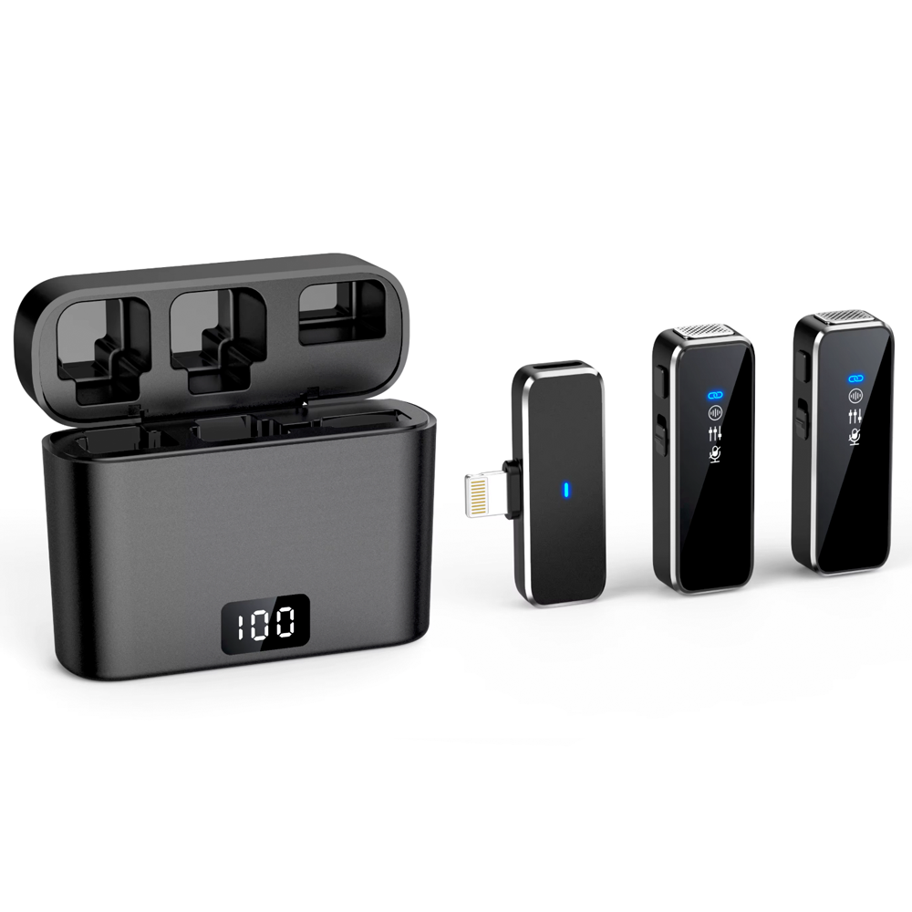 Микрофон петличный беспроводной Savetek M3 2в1 для телефонов iPhone Lightning adapter Черный