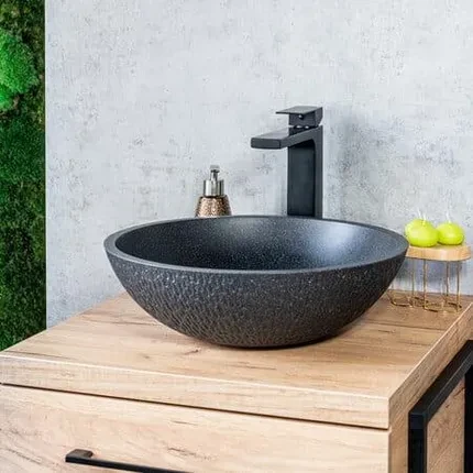 Умивальник Laveo Amber 41 см Granitowa Black (VGR1721T) - фото 6 Умивальник Laveo Amber 41 см Granitowa Black (VGR1721T) - фото 6