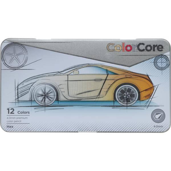Набор цветных карандашей в металлической коробке ColorCore Marco 12 цвета (MAR-3000-12TN-A)