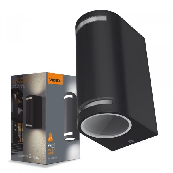 Светильник настенный архитектурный Videx AR022B IP54 GU10x2 LED Черный