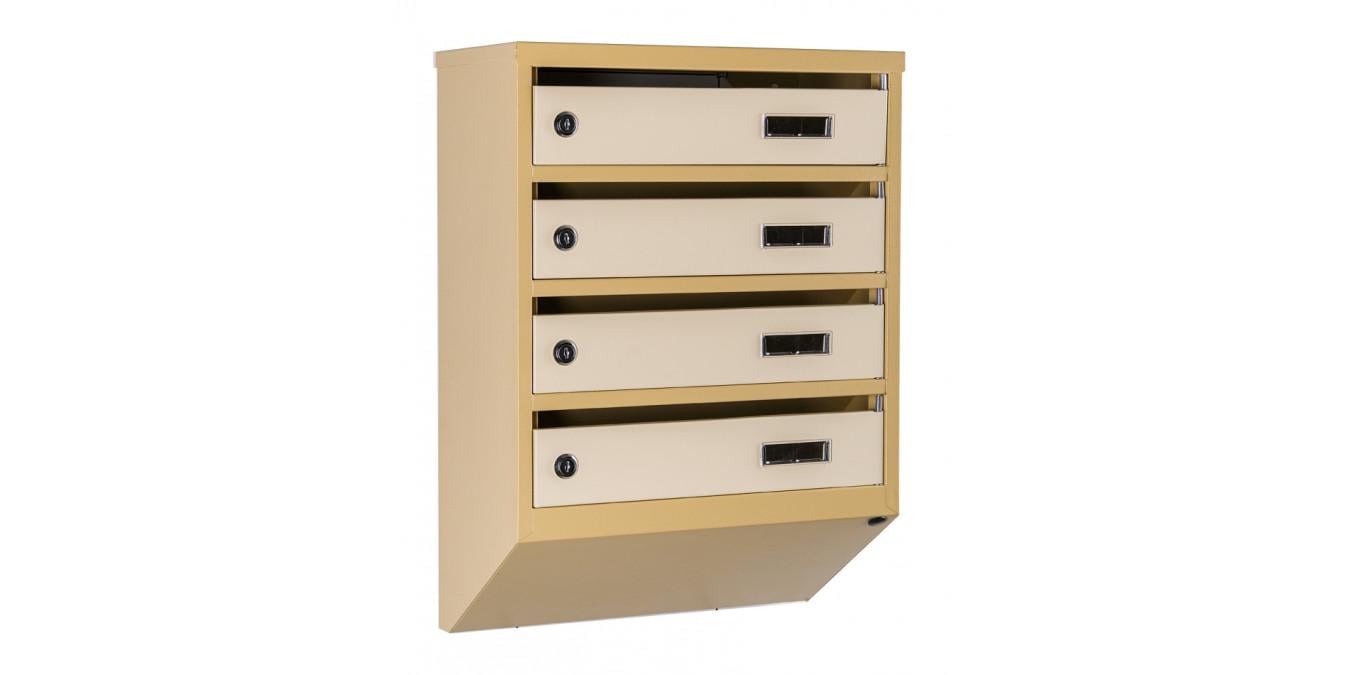 Почтовый ящик многосекционный Галиндустрия ЯП-04-A из металла на 4 квартиры 390x550x200 мм Бежевый (124-119-000004083)