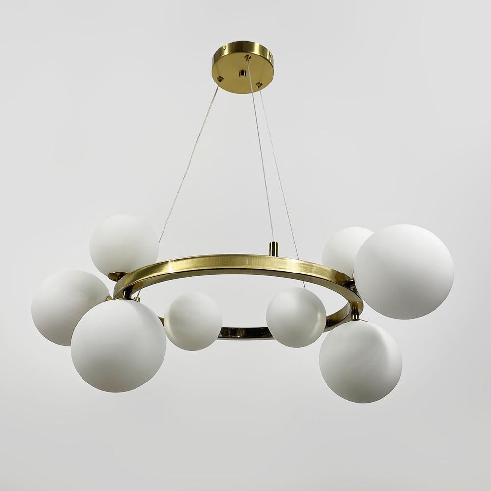 Люстра кольцевая с 9 белыми плафонами Ø 60 см Латунь (BM62/9 AB/WT)
