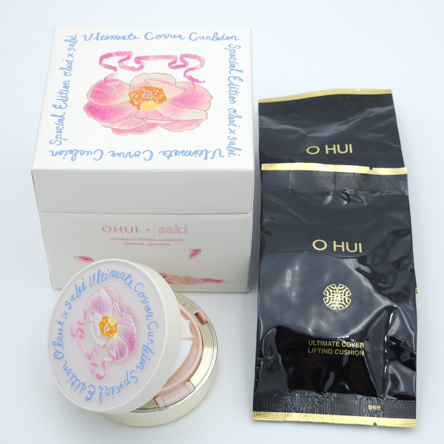 Кушон для лица тональный O HUI Ultimate cover lifting cushion Flower Edition 01 Milk Beige (8809949493070) - фото 2