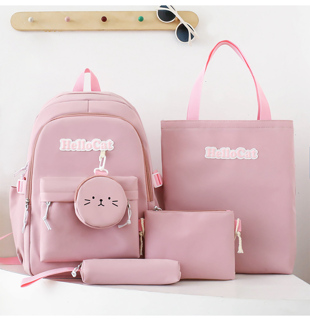 Школьный рюкзак для девочки Hello Cat 5в1 5-11 класс Розовый (27668058)