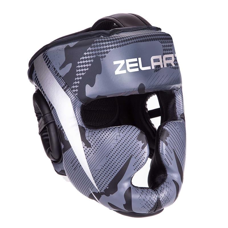 Шлем боксерский Zelart BO-2530 с полной защитой L Черный/Серый (37508114)