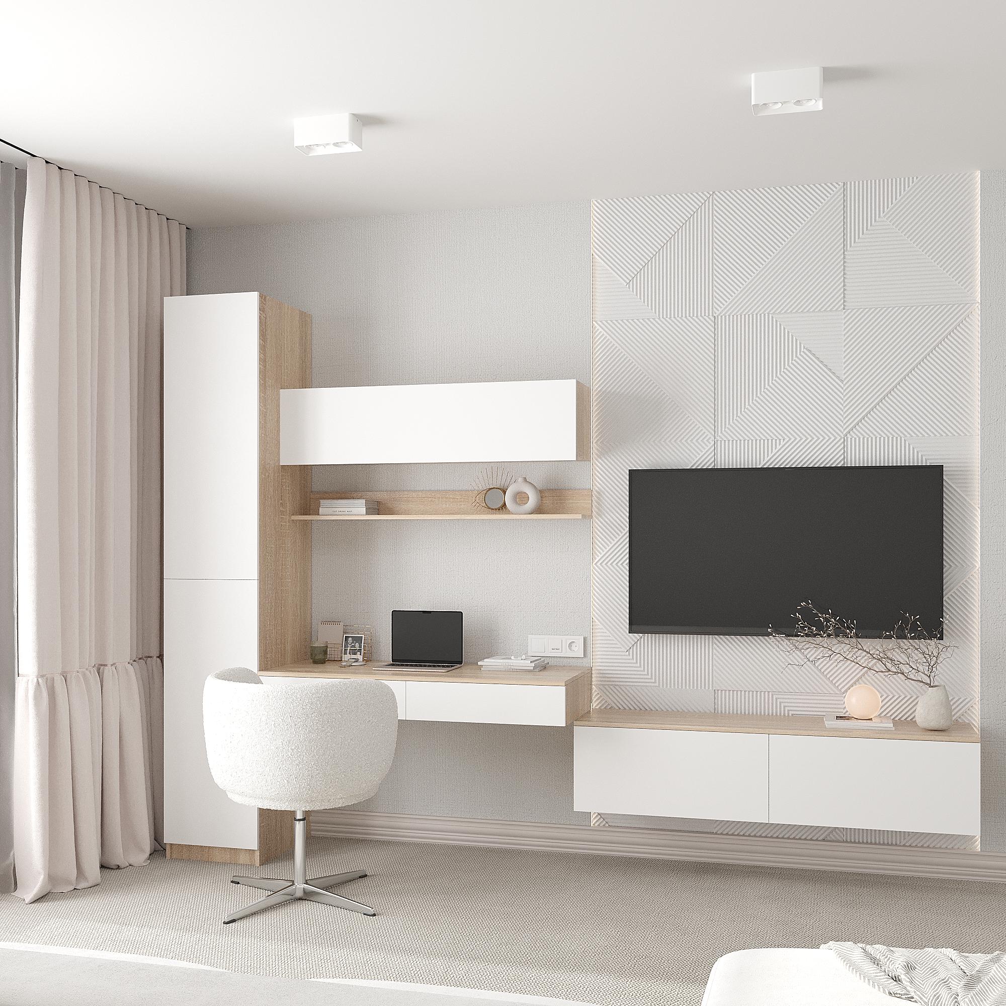 Комплект мебели Эйр пенал/стол подвесной/полка/тумба Дуб сонома/Белый (28523035)