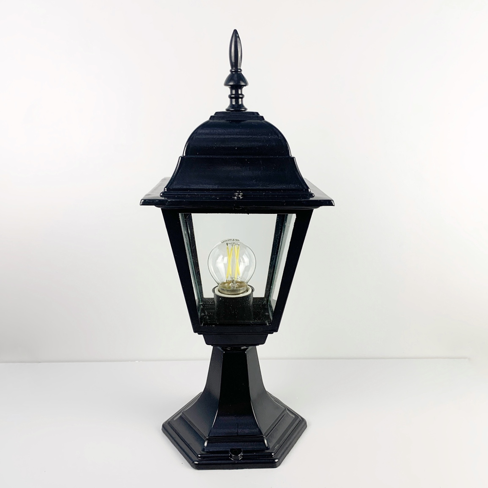 Уличный фонарь с прозрачным стеклом на ножке Черный (9030 BK S/S) - фото 3 Уличный фонарь с прозрачным стеклом на ножке Черный (9030 BK S/S) - фото 3