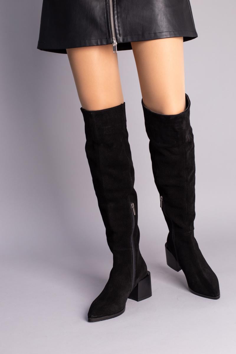 Ботфорти жіночі замшеві зимові р. 39 Чорний (8503е/39) - фото 2