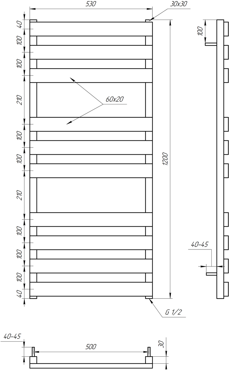 Полотенцесушитель S-Mix Alpina 800x530 мм Черный - фото 2 Полотенцесушитель S-Mix Alpina 800x530 мм Черный - фото 2