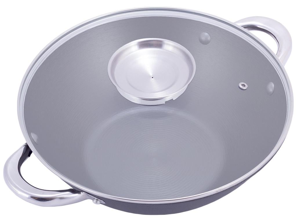 Казан чавунний Kamille Wok з антипригарним мармуровим покриттям 3,6 л (MKM-4806MR)