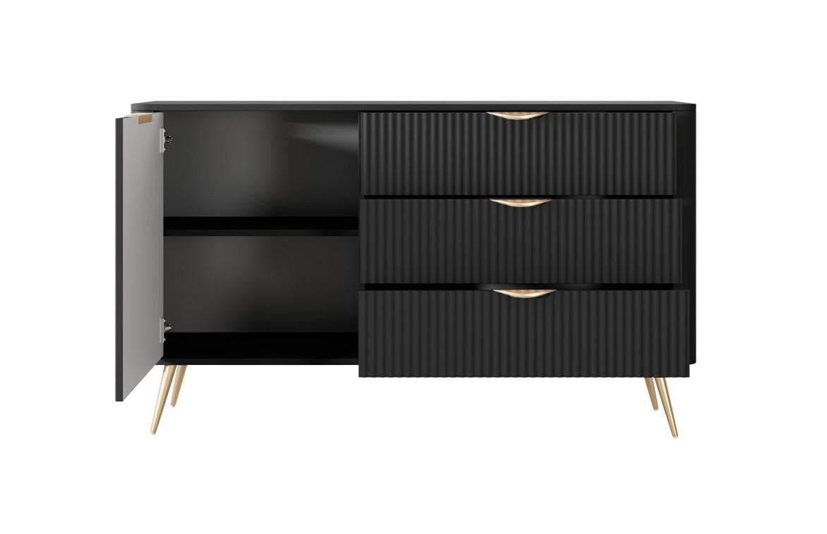 Комод Perfect Home Lante 1D3S/138 1-дверний з 3 шухлядами і золотими ніжками Чорний (PFH-091192) - фото 6