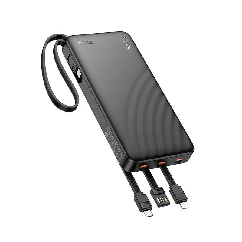 Повербанк Hoco J146 10000 mAh со встроенными кабелями Type-C/Lightning/Micro USB/USB-A (631995)