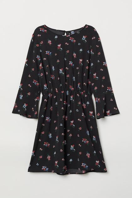 Платье H&M 690276П Цветы р. 34 Черный