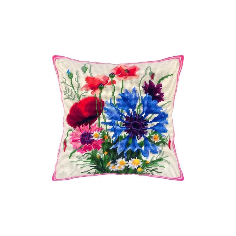Набор для вышивания крестиком подушки Чарівниця V-48 Маки с васильками (7316) Набор для вышивания крестиком подушки Чарівниця V-48 Маки с васильками (7316)