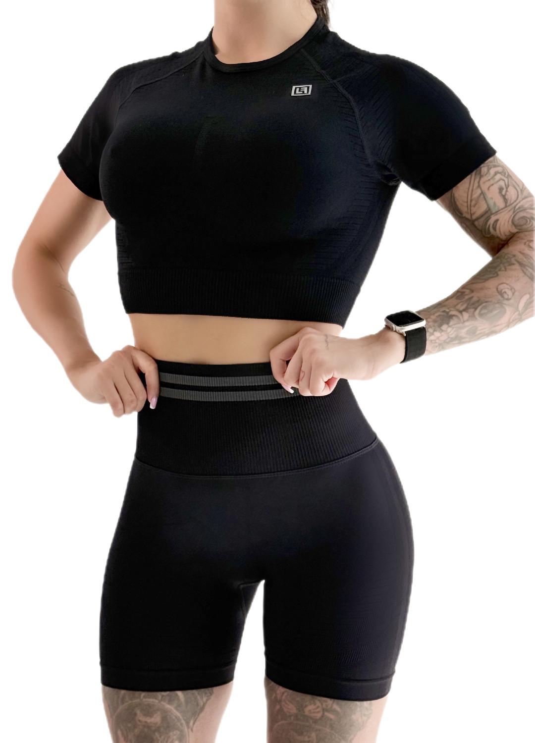 Костюм для фитнеса женский LILAFIT шорты и топ L Черный (LFT000032)