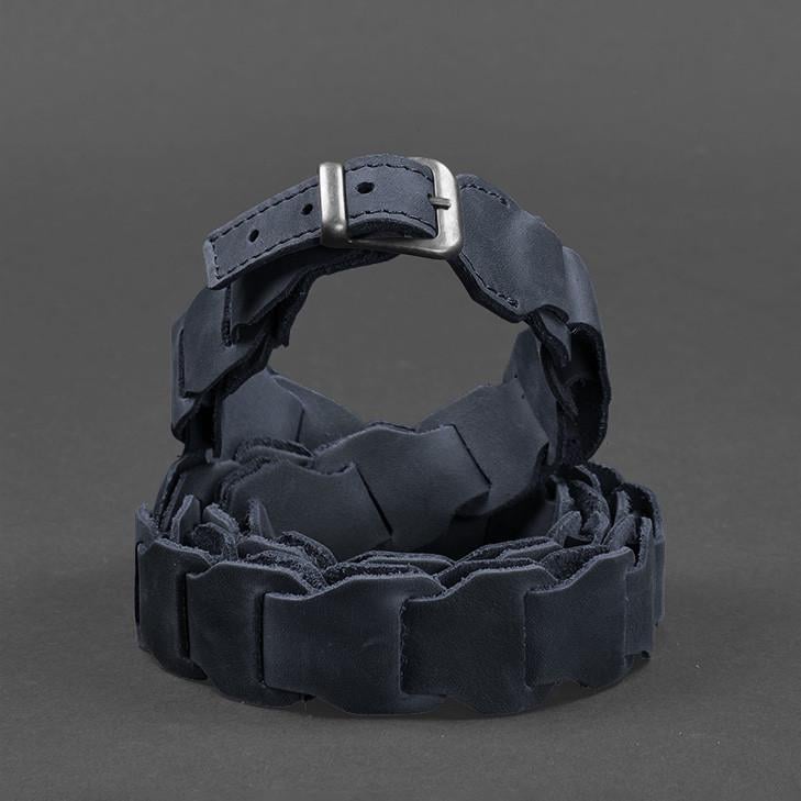 Бохо-пояс жіночий шкіряний Crazy Horse Синій (A-026196)