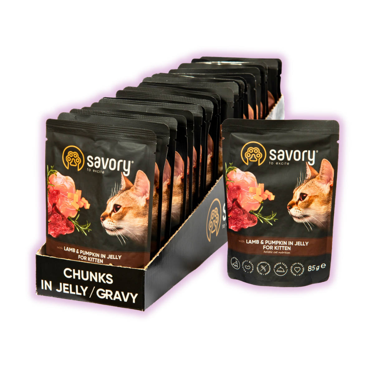 Корм влажный для котят Savory с ягненком и тыквой в желе для котят 85 г х 22 шт. (P20086)