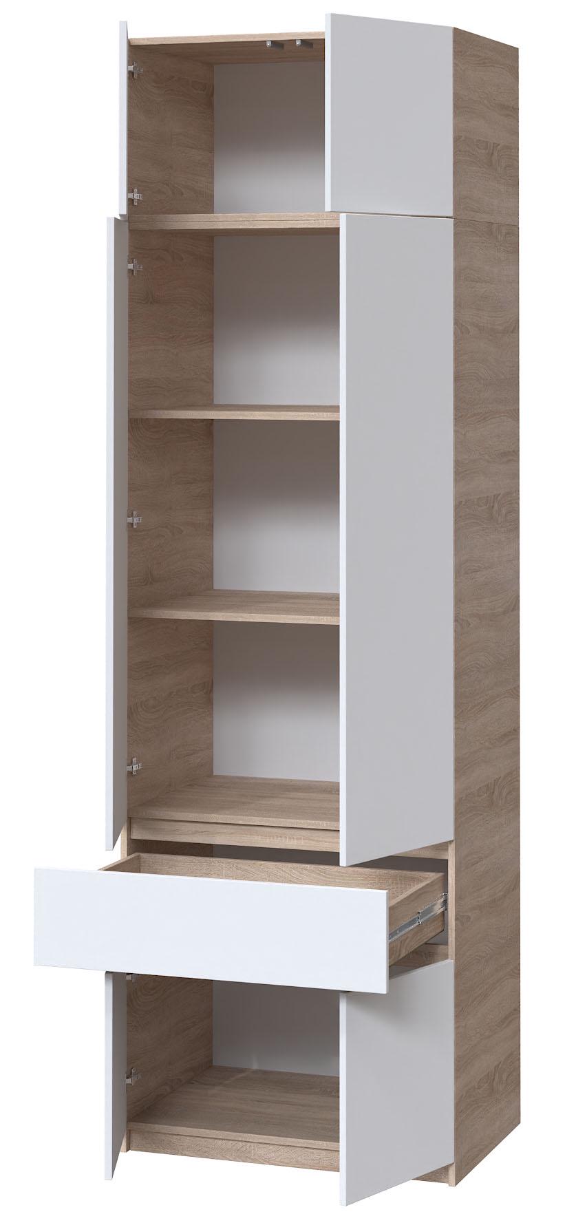 Шкаф с полками и антресолью Мастер Форм Брайт телескопические направляющие 800х520х2400 мм Белый/Дуб сонома (30052)