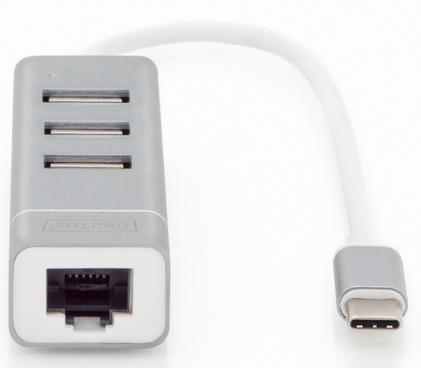 Концентратор USB Digitus Type-C 3xUSB Fast Ethernet - фото 3