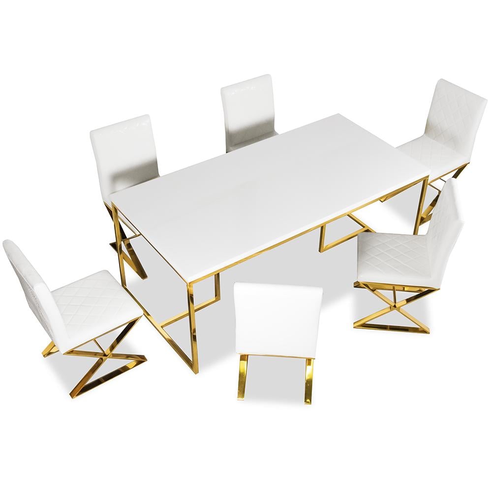 Комплект стол и стулья Just Relax Греция керамический 6 шт. 180х90х75 см Белый