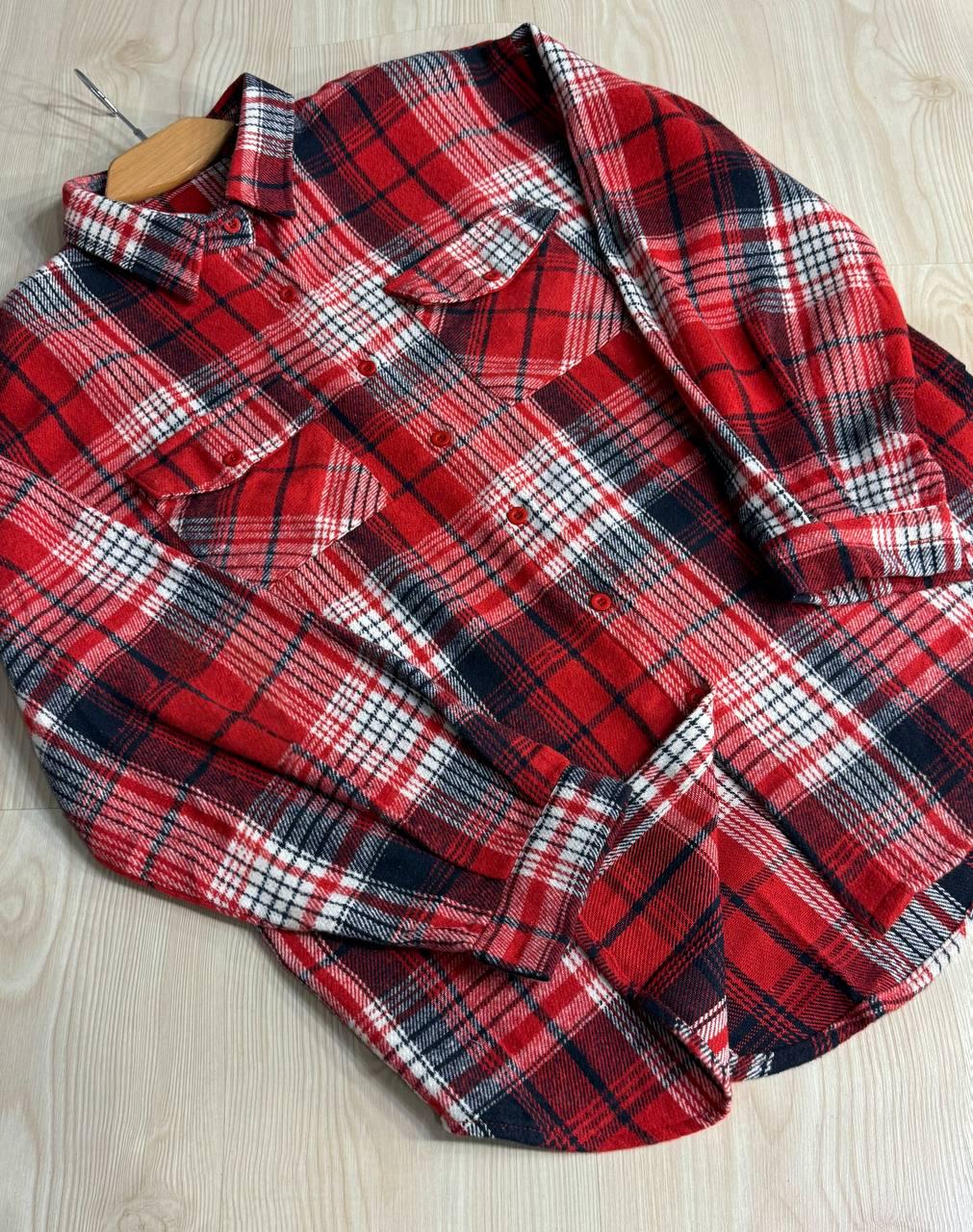 Рубашка женская YZY 223 клетчатая оверсайз теплая байка OS Красный (5398) - фото 3 Рубашка женская YZY 223 клетчатая оверсайз теплая байка OS Красный (5398) - фото 3