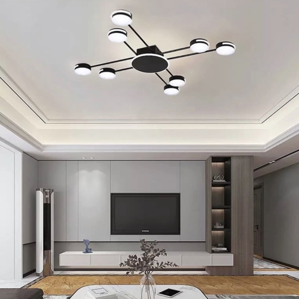 Люстра-супутник стельова LED на 8 плафонів Чорний (R 88/8 BK)