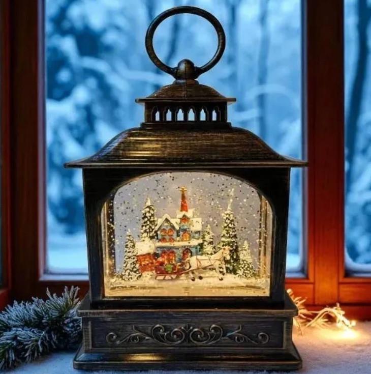 Ночник новогодний Xmas WDL-24072D с эффектом снежного вихря от батареек Винтажный (2761195320)