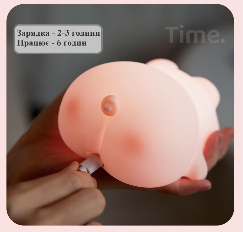 Нічник силіконовий Sleeping Pig Lamp Pink (20938011) - фото 6