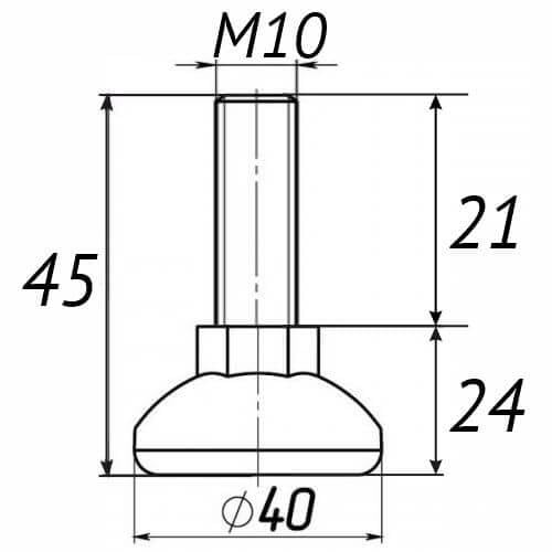 Опора регульована Steelfix М10х45 D40мм 40 шт. Чорний (246284) - фото 2