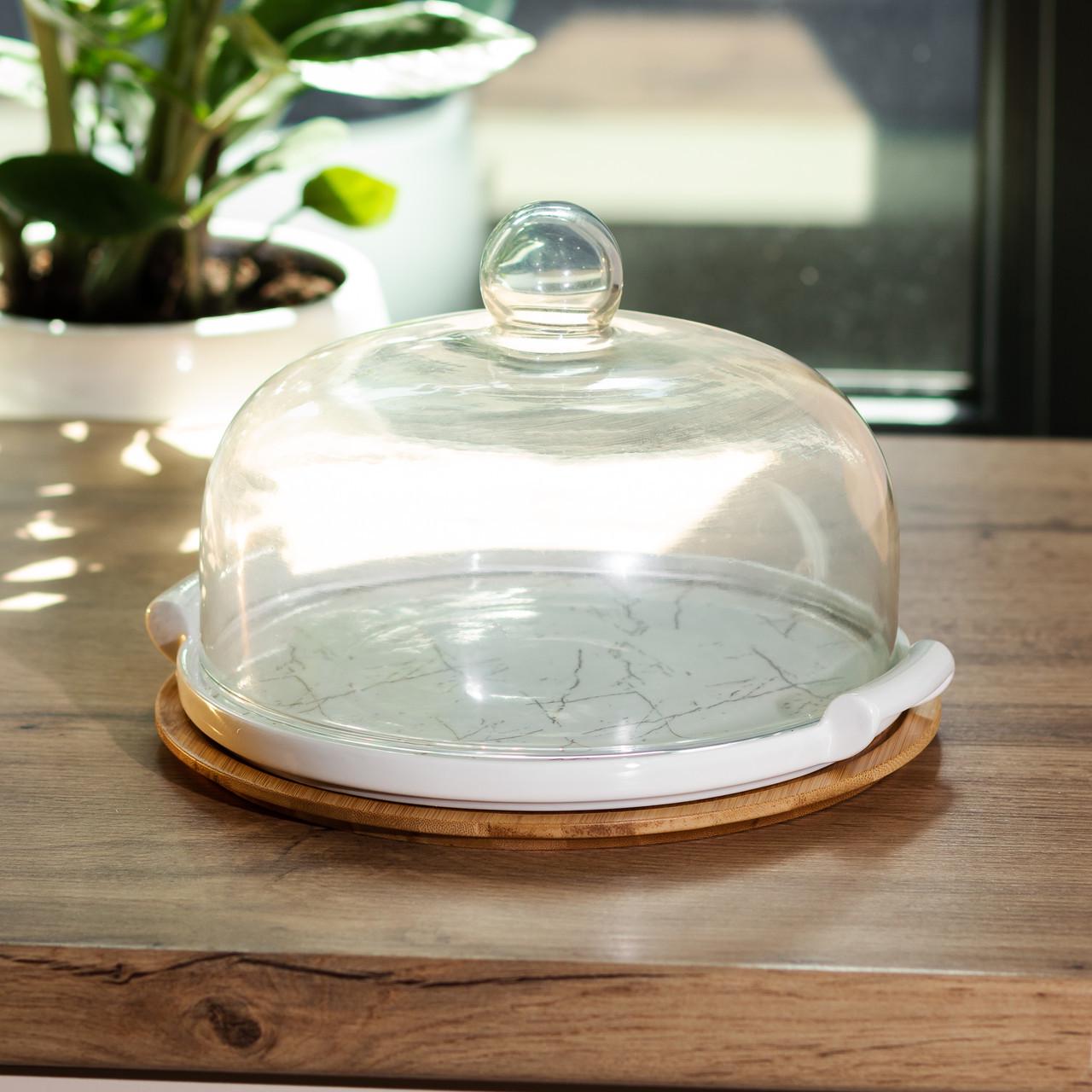 Тортовница керамическая со стеклянной крышкой HP1204 29 см (A-032753) - фото 5