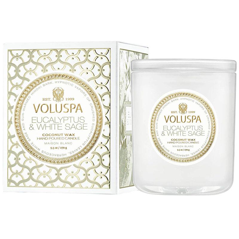 Свеча ароматическая Voluspa Maison Blanc Eucalyptus & White Sage 270 г стакан с крышкой (111002670)