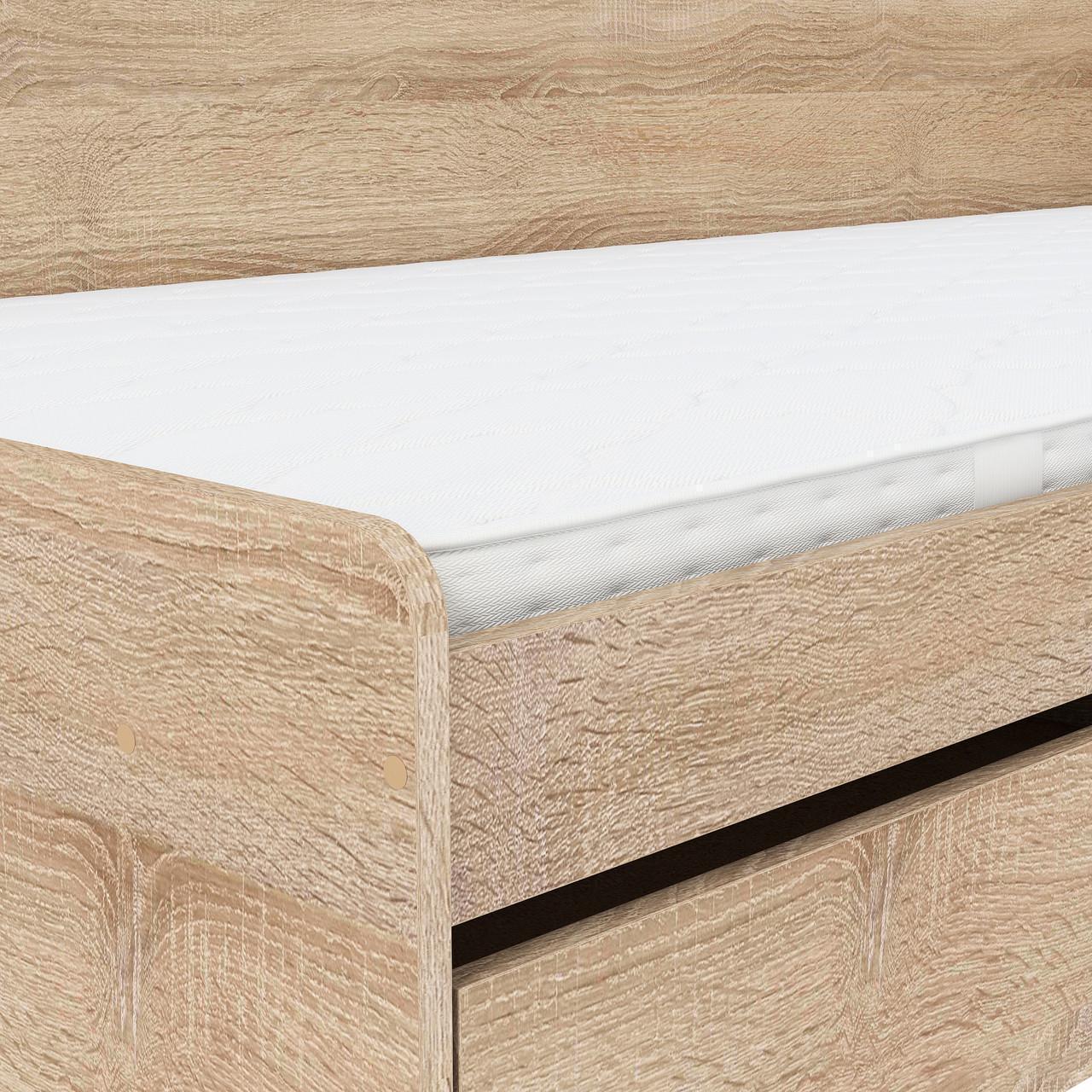 Кровать односпальная Еверест с ящиками 800 сплошной щит 80x190 см Дуб сонома (EVR-20739,02) - фото 3 Кровать односпальная Еверест с ящиками 800 сплошной щит 80x190 см Дуб сонома (EVR-20739,02) - фото 3