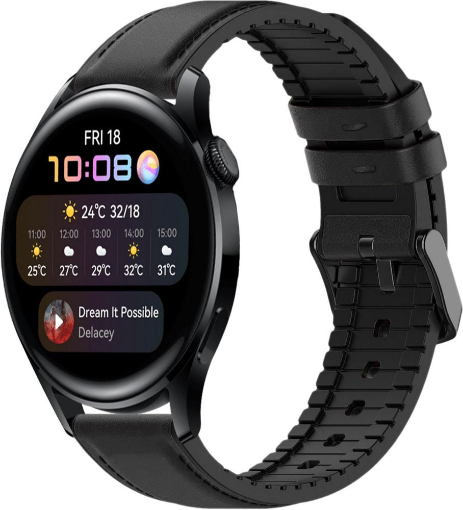 Ремешок кожаный Tamyx для Huawei Watch 3 Black (31617-2B)
