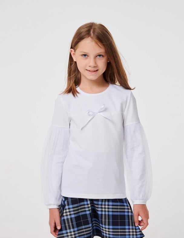 Блузка для девочки Smil стрейч-кулир 134 см Белый (114906)