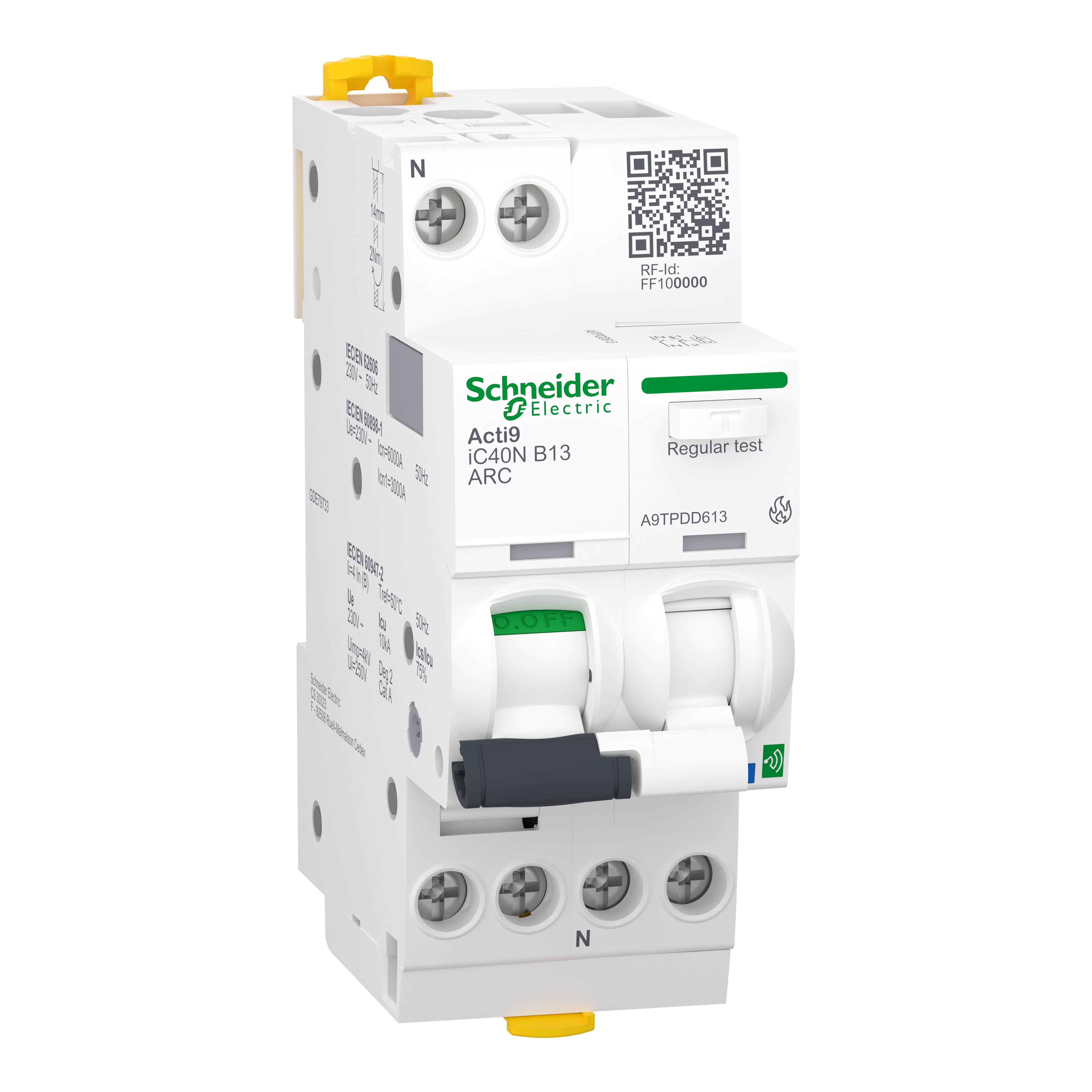 Устройство защиты от дугового пробоя Schneider Electric Active iC40N 1P+N 13A 6кА B (A9TPDD613)