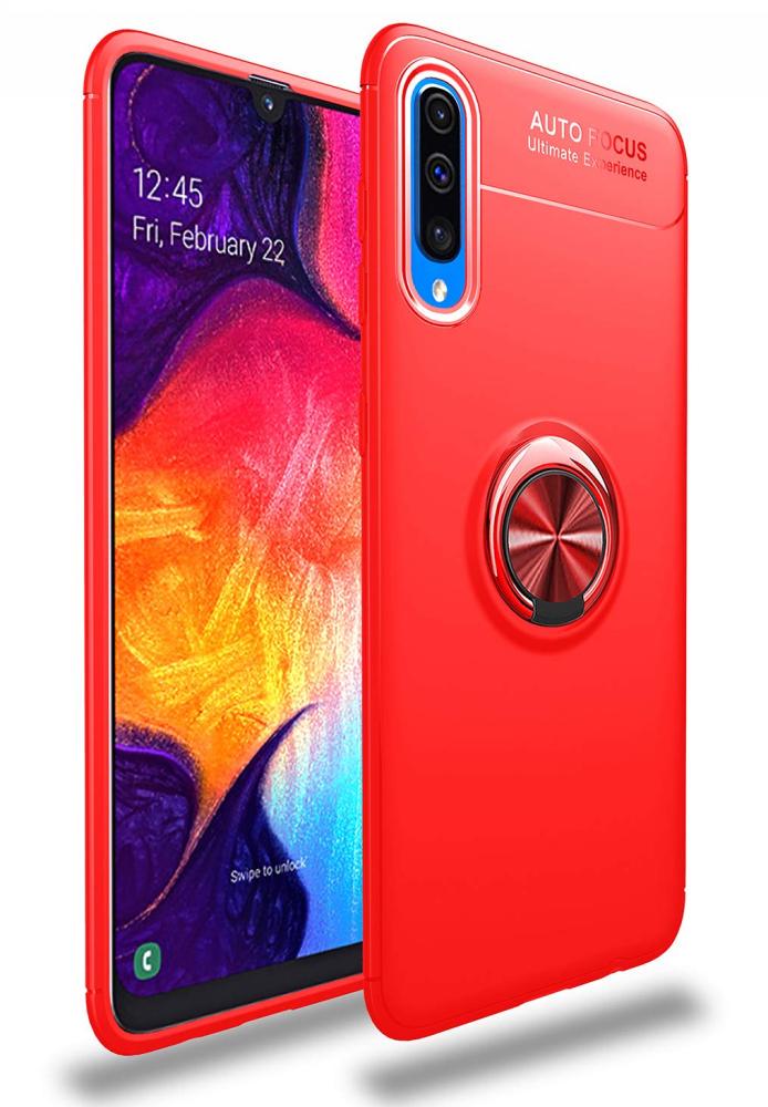 Чехол с кольцом Auto Focus для Samsung Galaxy A50 A505 Red (09649-2D)